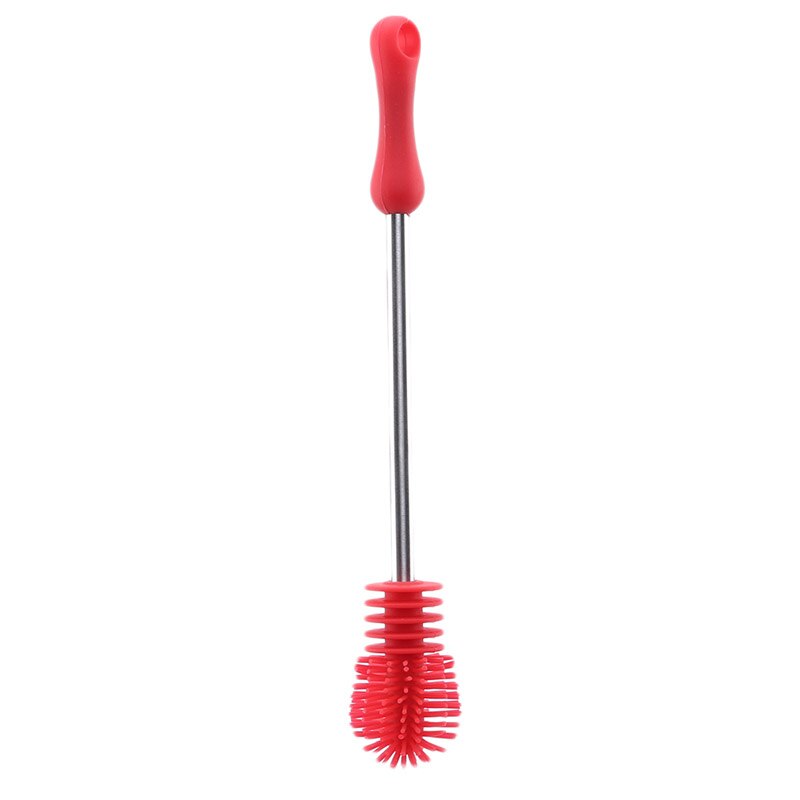 Washing Cleaning Rotary Handle Long Handle Scrubbing Feeding-bottle Brush Bottle Feeding Baby Bottle Accessories: red