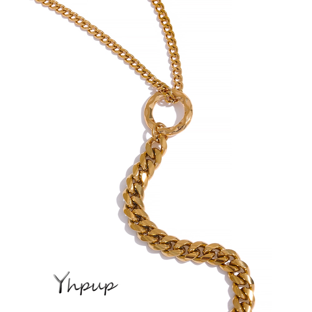 Yhpup collana con catena in oro per donna fascino in metallo in acciaio inossidabile gioielli semplici bijoux acier inossidabile femme