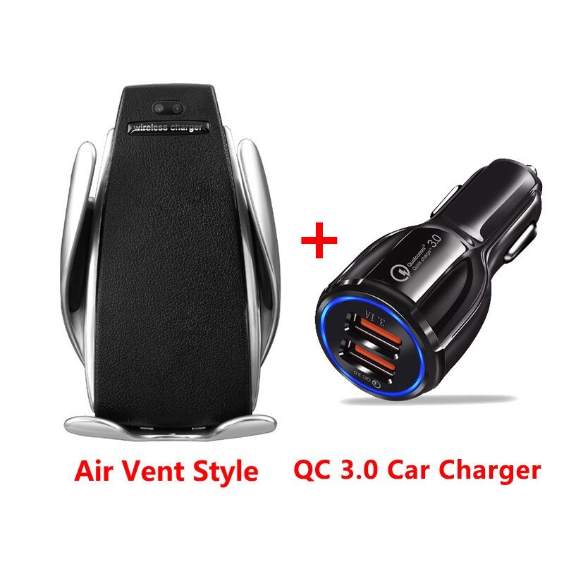 Drahtlose Auto Ladegerät für iPhone Samsung Huawei Smart Auto Clamp 10W Qi Schnelle Lade Auto Montieren Drahtlose Telefon Ladegerät halter 10W: Air Vent QC Charger