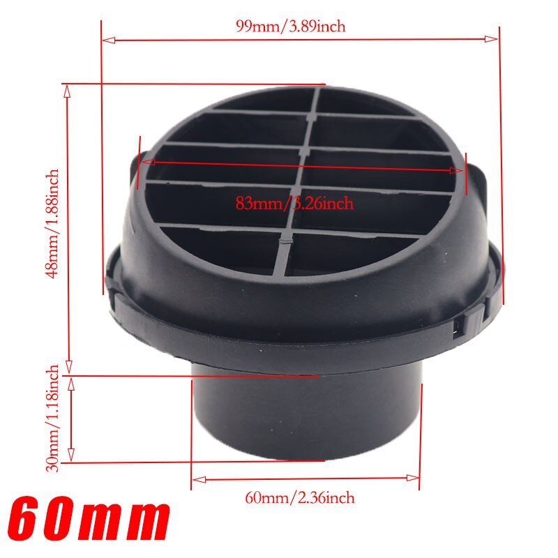 75mm 60mm 42mm Warm Heater Parking Heater Air Vent Car Heater Air Outlet Directional Rotatable for Webasto Truck Auto Parts: 60mm