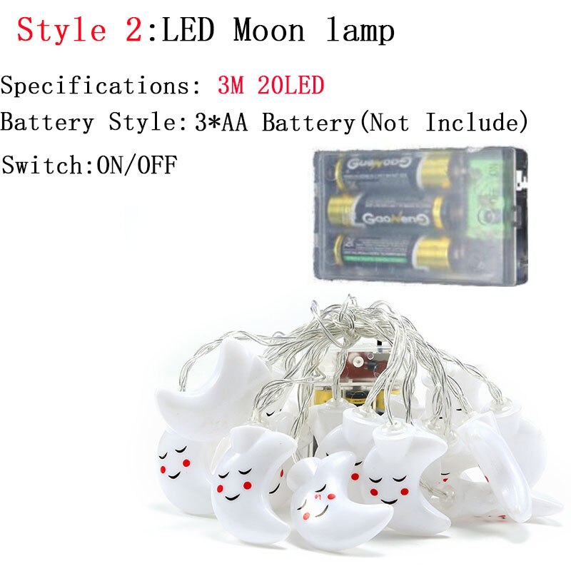 1.5m x 10 led lachende maan lichtslingers kerstfeeën slingers voor buiten op batterijen voor kerstfeest en tuindecoratie