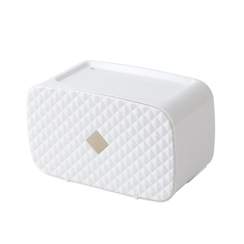 Tissue Dispenser Wall-mounted kitchen Tissue Holder Toilet Storage Box Rack Napkin Home Organizer Accessories Sanitary Paper: white