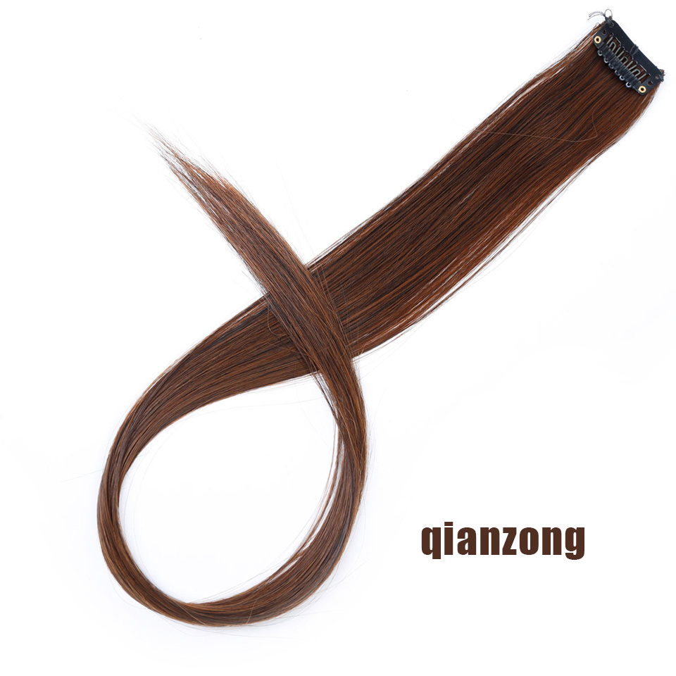 Wszystkie długie proste włosy spinka robić przedłużania włosów w podświetleniu tęczowe włosy smuga różbyć winnym syntetyczne pasma włosów na klipsach