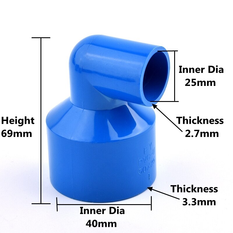 1pc PVC Pipe 90 ° Elbow Reducing Connector Plastic Joint Fittings Garden Irrigation System Watering Equal Aquarium Joint: 40-25mm inner dia
