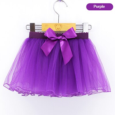 Girls ballet dance skirt black short skirt performance dance skirt bow elastic waist: Purple / S 100 to140cm