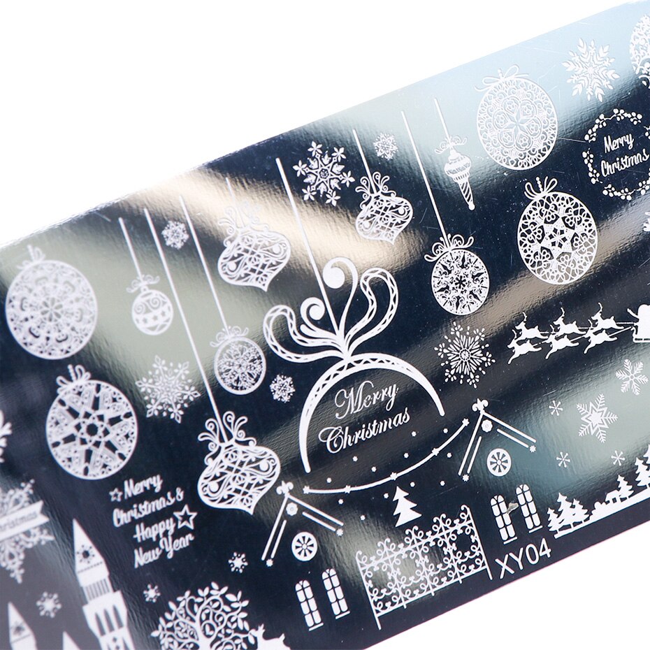 1 Uds. De placas de estampación de uñas, sellos de flores de Navidad, Animal Nail Art, estampado de imágenes, plantilla de Manicura, , plantilla para impresión JIXY01-08