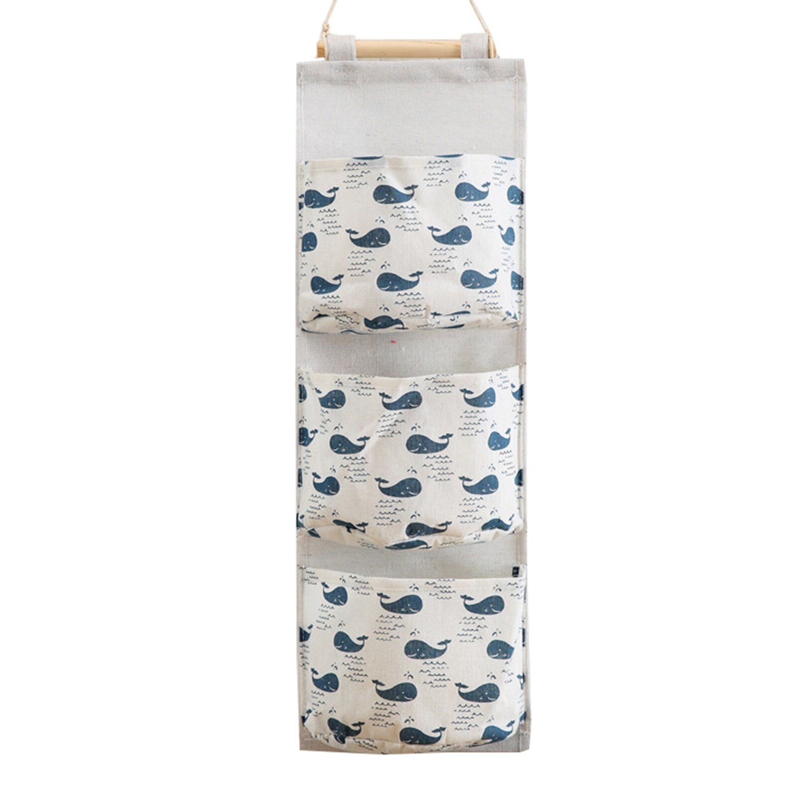 Wall Mounted Storage Bag with 3 Pockets Linen Fabric Waterproof Wall Door Closet Hanging Organizer for Bedroom Bathroom LBS