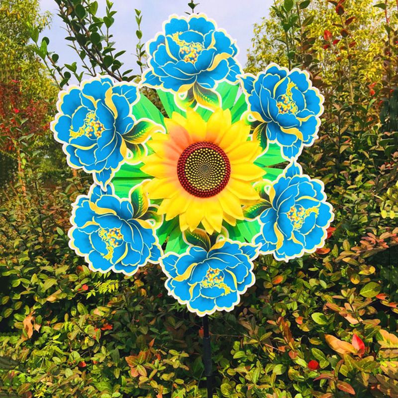 Molino de girasol Spinner de viento, juguetes de flores de colores, decoración de jardín, molinete, para niños, adornos para juegos al aire libre