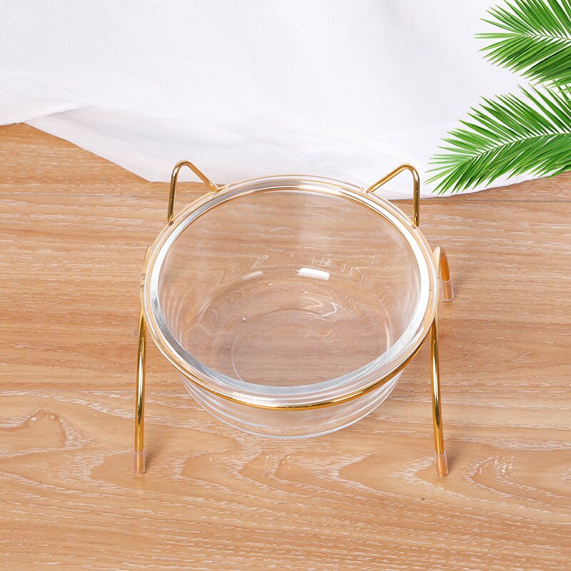 Ciotole doppie per gatti ciotola in vetro trasparente per animali domestici con supporto rialzato alimentatore d'acqua per alimenti per animali domestici antiscivolo per ciotola per alimenti per animali domestici per cani gatto