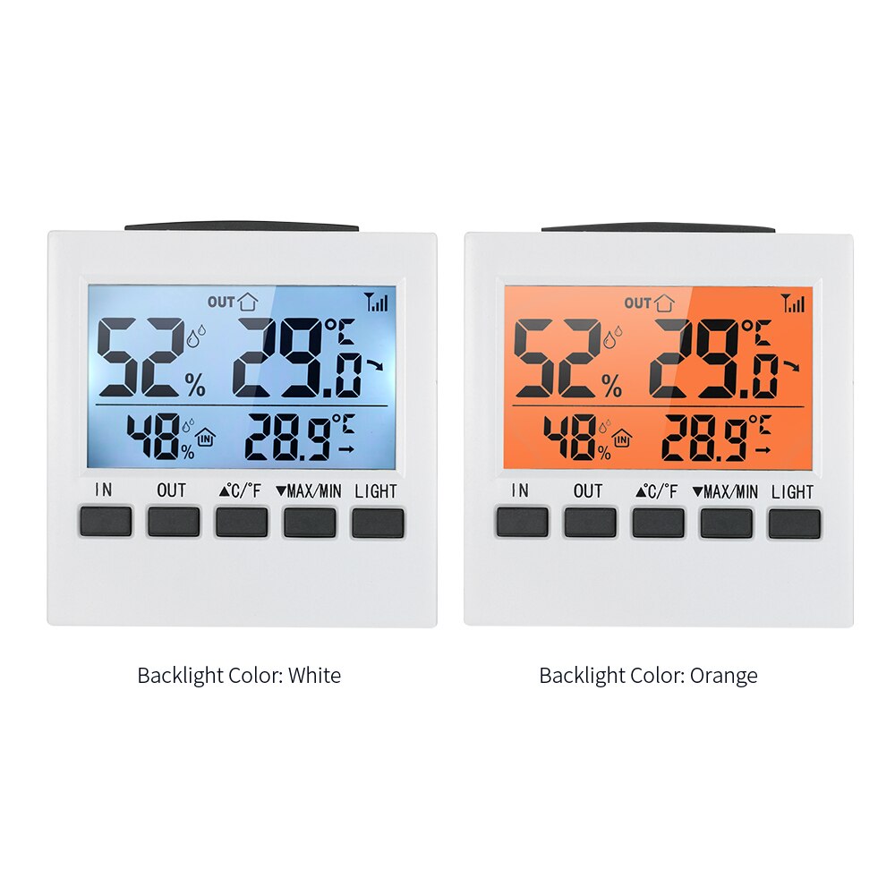LCD Digital Wireless Indoor/Outdoor Thermometer Hygrometer ℃/℉ Temperature Humidity Meter with Max Min Value Display Transmitter