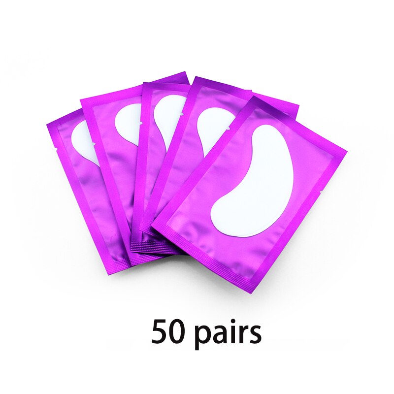 Autocollants d&#39;extension de cils, 50/100 paires, tampon sous les yeux, Patch de papier pour Extension de cils, Patch de Gel: 50  pairs  Purple