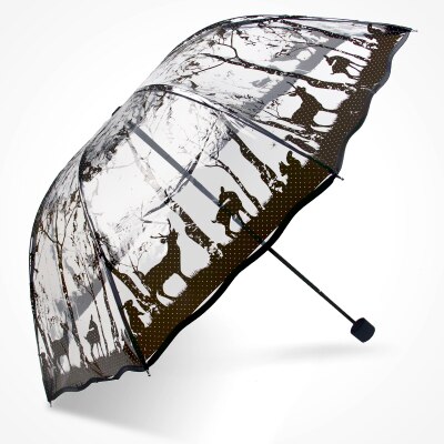 Paraguas de Rosa bonita transparente paraguas plegable de Japón para mujer paraguas de lluvia para mujer paraploie de encaje parasol ropa de lluvia femenina: forest