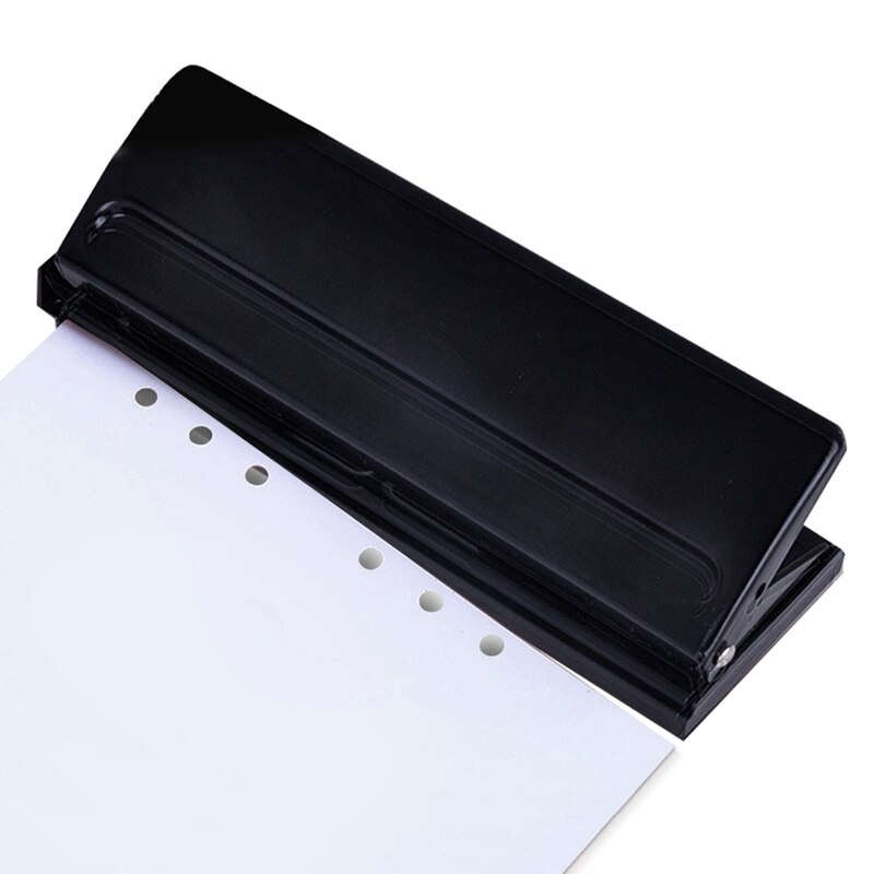 6 Hole Punch Loose-Leaf Standard Puncher Paper Adjustable Stapler Home Office Binding Supplies Student Stationery Equipment: Black