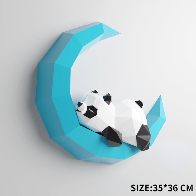 Panda Paper Model Art Sculpture Home Decor Hallway Party Wall Decorations Papercraft 3D DIY Puzzles Hand Made Toys Prop: Gold