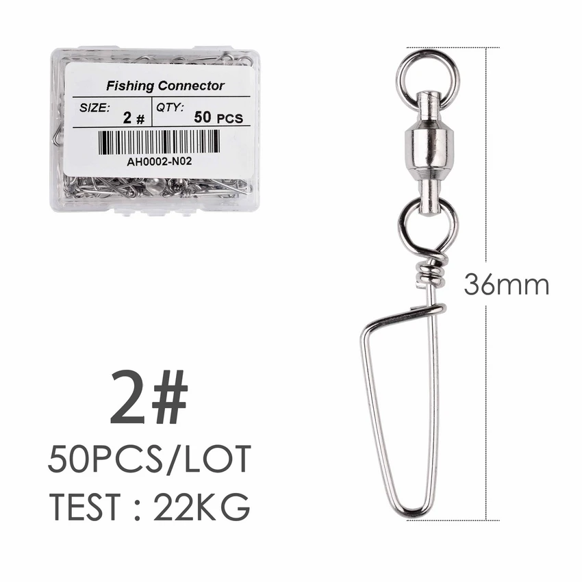 50pcs Fishing Ball Bearing Swivel with Coastlock Snap 0-6# Stainless Barrel Swivels Hook Lure Fishing Connector Tackle Box: Orange
