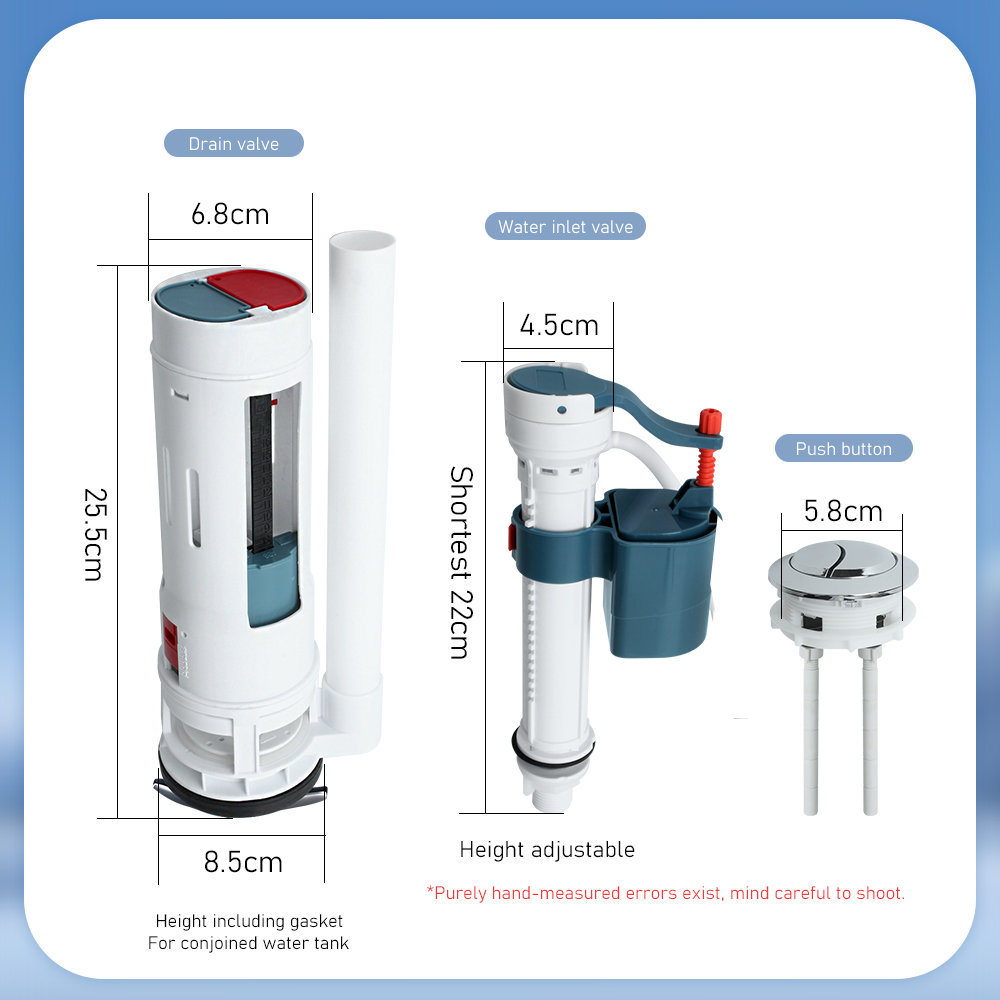 Flush Toilet Drain Valve Old Toilet Inlet and Outlet Valve Tank Button Fittings Spout Valve Button Complete Set
