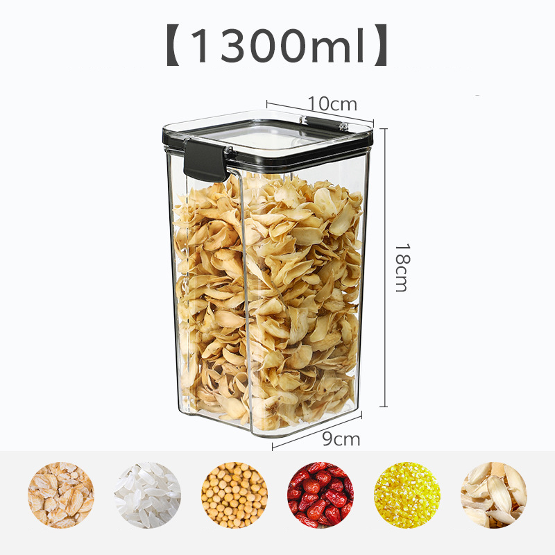 Durchsichtiges Plastik vorrats glas mit luftdicht verschlossenem Küchen snacks Müsli bohnen stapelbarer wasserdichter, feuchtigkeit beständiger Lebensmittel behälter: Orange