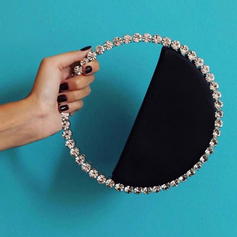 Bolso de noche Circular con diamantes de imitación para mujer, bolsa de mano con asa redonda, colorida, PARA CENA