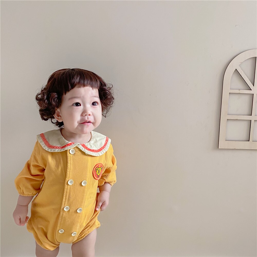 lindo bebé mameluco de manga larga de primavera niños niñas de pana de mono ropa para bebés cuello marinero ropa de bebé