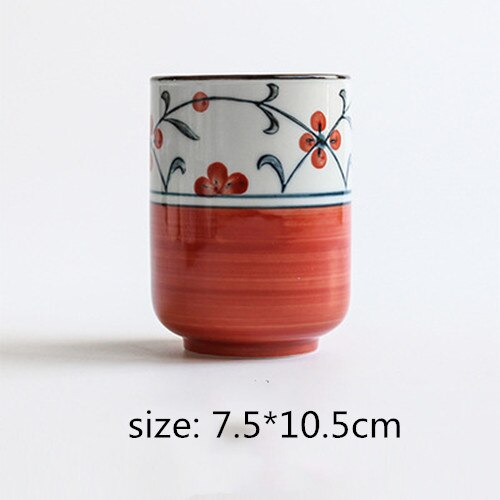 Grote waterbeker in japanse stijl, beschilderde watermok, theekop van steengoedkeramiek, handbeschilderd keukendrinkgerei, rechte theekom: F