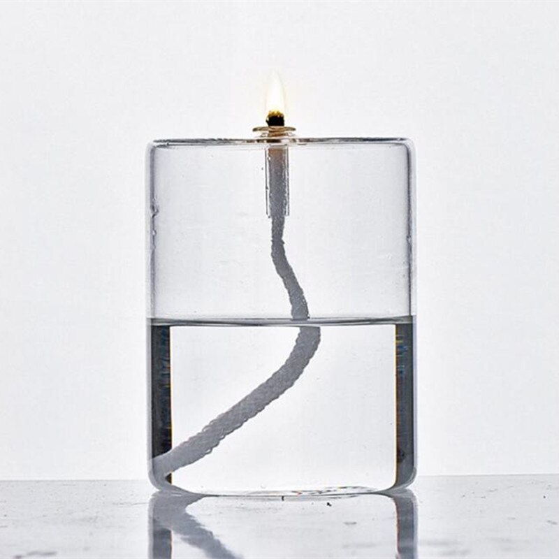 Kleine Formaat Cilinder Vormige Transparante Glazen Olie Lamp Bruiloft Decoratie Handwerk Kaarshouder Vriend