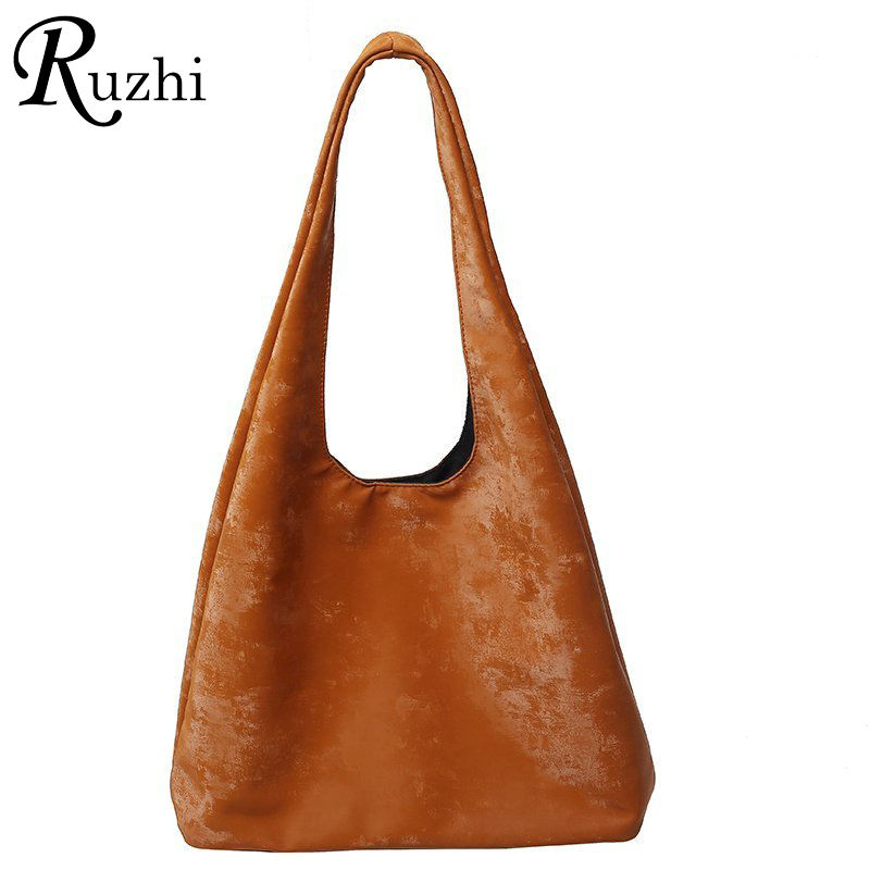 Elegante Hobos Effen Vrouwen Tas Eenvoudige Veelzijdige Zachte Pu Lederen Schoudertassen Crossbody Tas Handig Dames Handtas: Brown