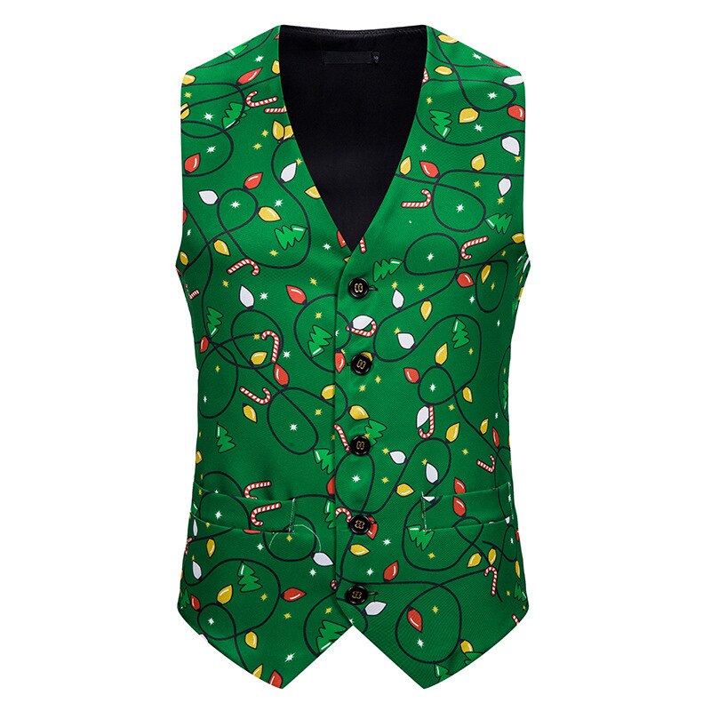 Grappige kerst bubbels bedrukt heren kerstvest vakantie enkelrijs kerstpak vesten voor mannen plus size: Xl