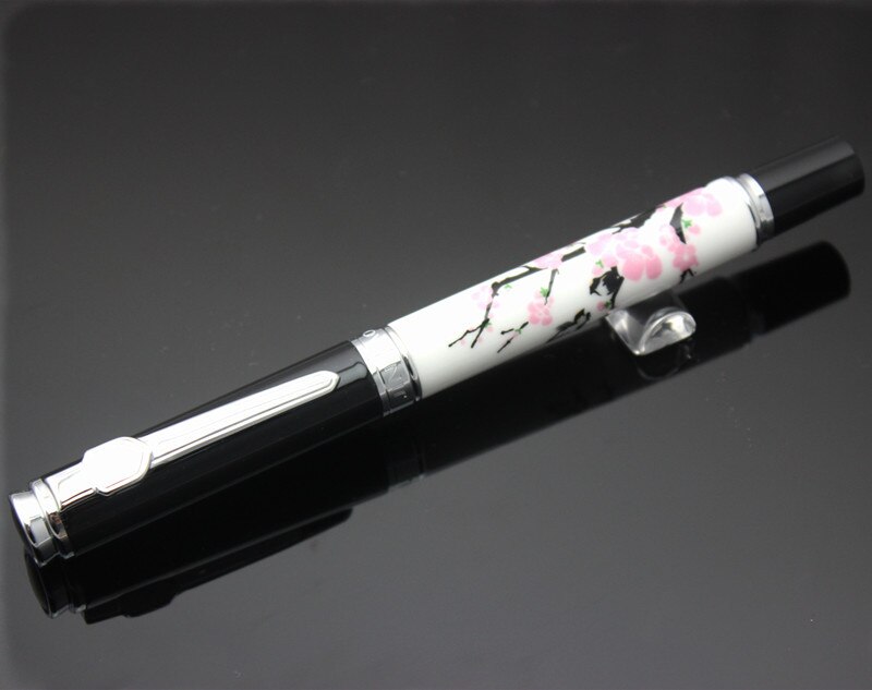 Jinhao 8802 Plum blossom Fountain pen metal and porcelain pen Luxury Ink pens for Writing calligraphy Office school supplies