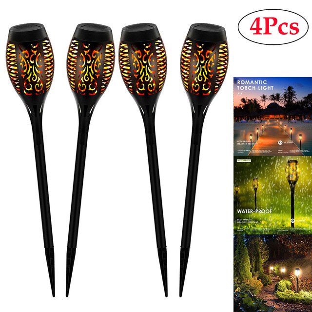 8PCS LED Solar Flame Torch Lamp Outdoor Lights Solar Garden Light Flickering Lamp Courtyard Balcony Lawn Path Spotlight: 4pcs