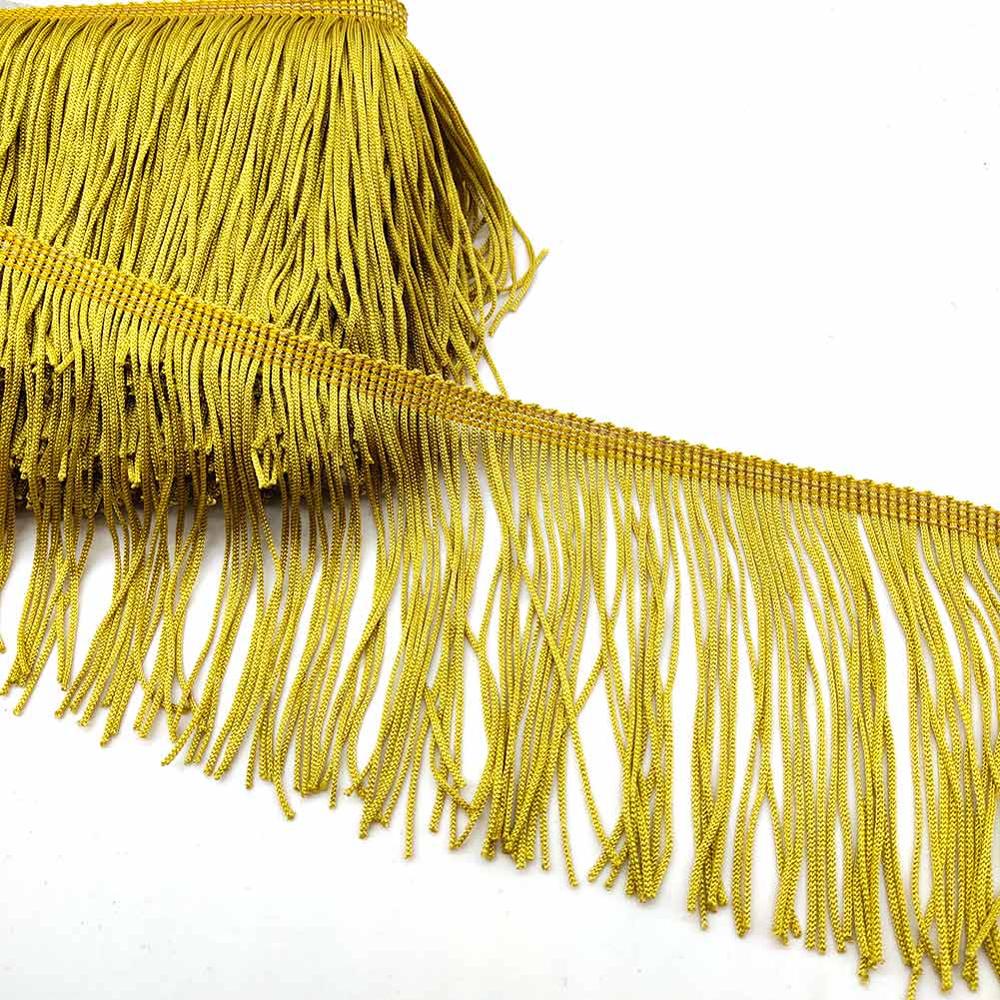 Beatiful-Cinta de encaje con ajuste de la franja de encaje, 10cm de ancho, ribete de franja de borlas para vestido latino, accesorios de vestuario DIY: Local gold