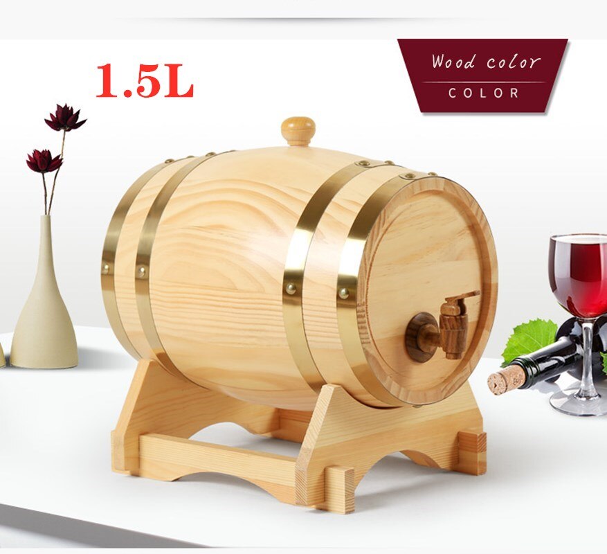 1.5l/3l mini eikenhouten wijnvaten, speciale vaten, biervaten voor brandewijn, whisky, huishoudelijke wijnvaten: Houtkleur 1.5