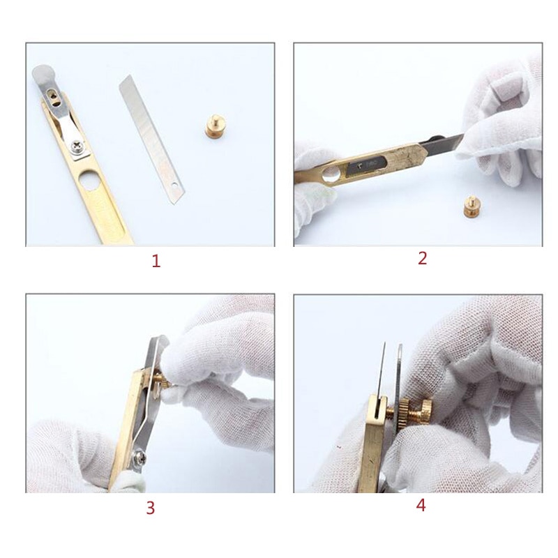 Cortador de incisiones para artesanía de cuero, cuchillo de corte de cobre para cuchilla de cuero cortada en tiras, herramienta de corte de cuero, 1 ud.