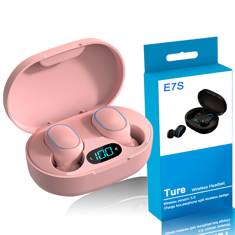 Auriculares bluetooth con forma de corazón para niña, audífonos femeninos con bluetooth, binaurales, semi-in-ear, inalámbricos, con compartimento de carga, color rosa, negro, blanco y azul, touc: Pink