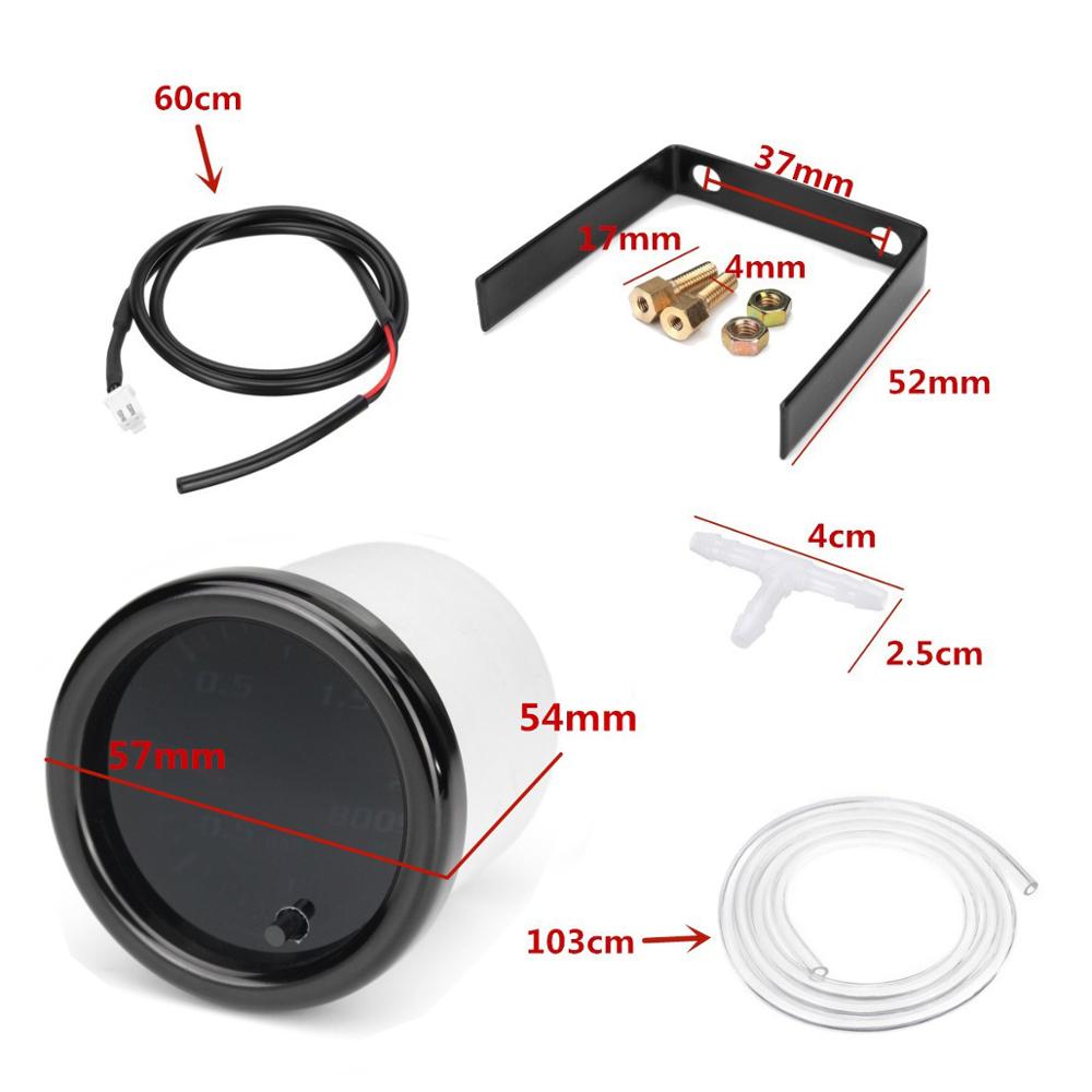 12V 2" Car Auto Bar Turbo Boost Meter 52mm 7 Color LED Smoke Face -1~2 Bar Vacuum Press Gauge Meter With Sensor And Holder