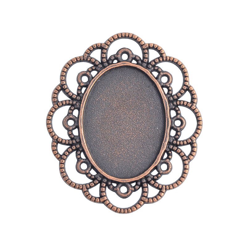 5pcs 18x25mm Inner Size Antique Silver Plated Black Bronze Brooch Pin Flower Cameo Cabochon Base Setting: rose gold