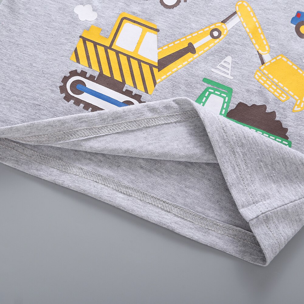 Kids Baby Jongens Causale T-shirts Cartoon Print Korte Mouw Grijs Top T Shirts Kinderen Kleding