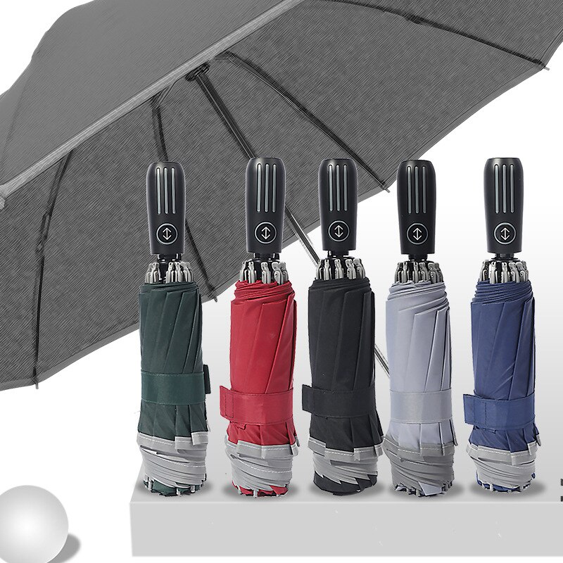 10 Bone Inverse Folding Three-fold Umbrella Fully Automatic Rain Or Shine Dual Purpose Umbrella Business Advertising Umbrella