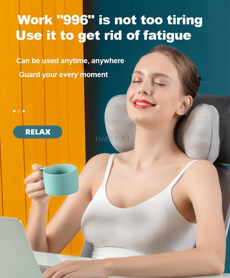 Shiatsu neck massage pillow deep tissue shoulder and back thermal massage full body electric back massager