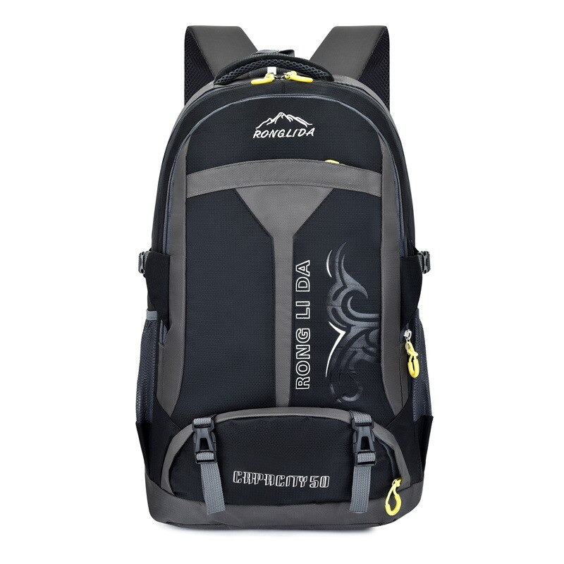 50L unisex men's backpack travel back pack sports bag Nylon outdoor trekking hiking rucksack Climbing Camping backpack for male: black