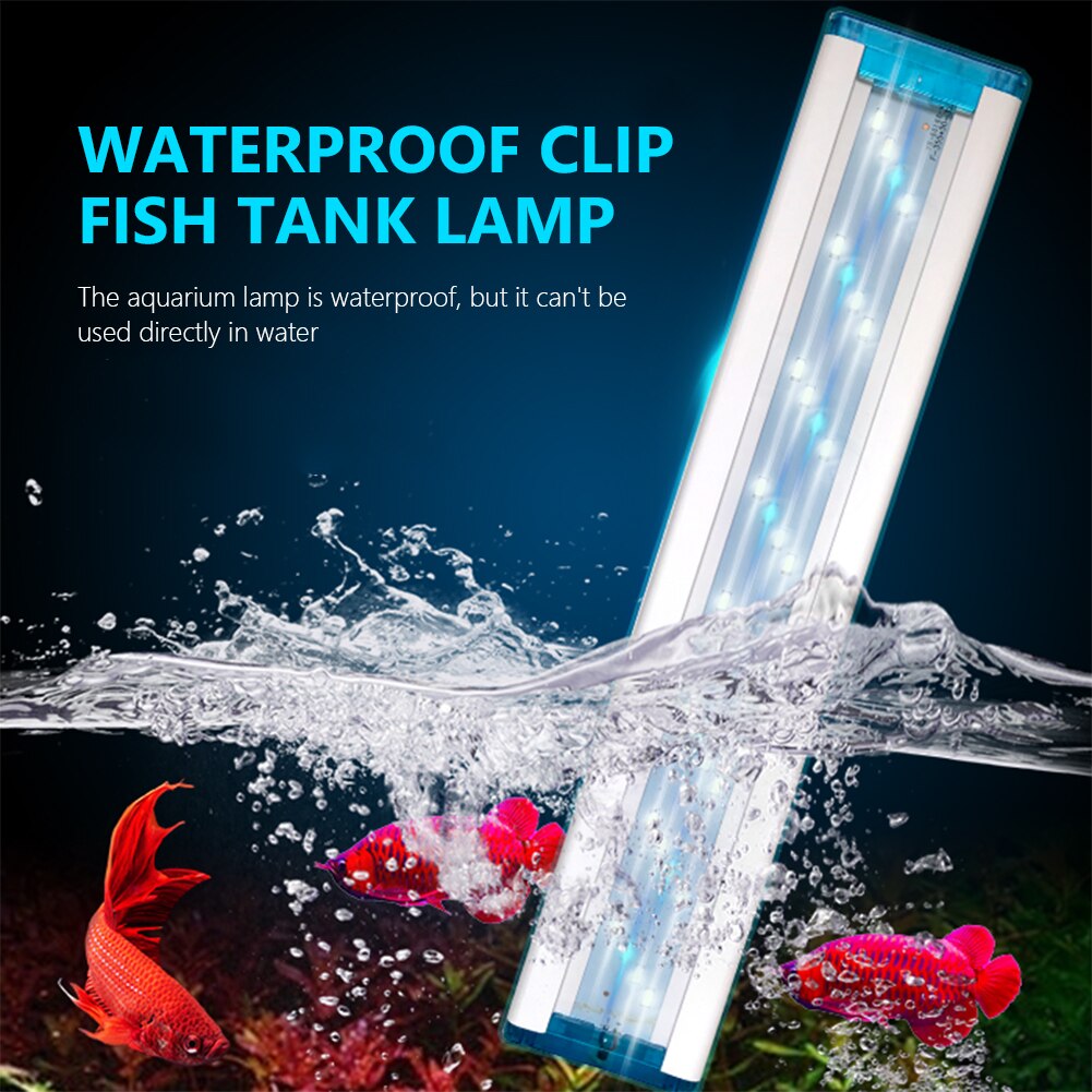 Waterdichte Vis Armatuur Verstelbare Aquarium Licht Plant Lamp Ac 90-260V Decor Wit Blauw Verlichting Super Slanke Leds us/Eu Plug