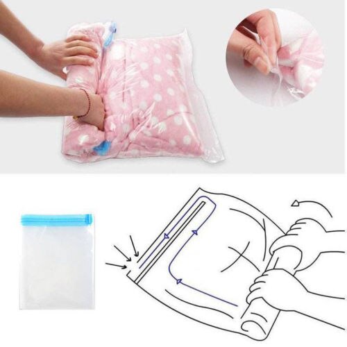 Bolsa de plástico comprimido al vacío con sello de rollo de 4 tamaños, bolsa de almacenamiento para exteriores para ropa, armario ropero duradero para ahorrar espacio