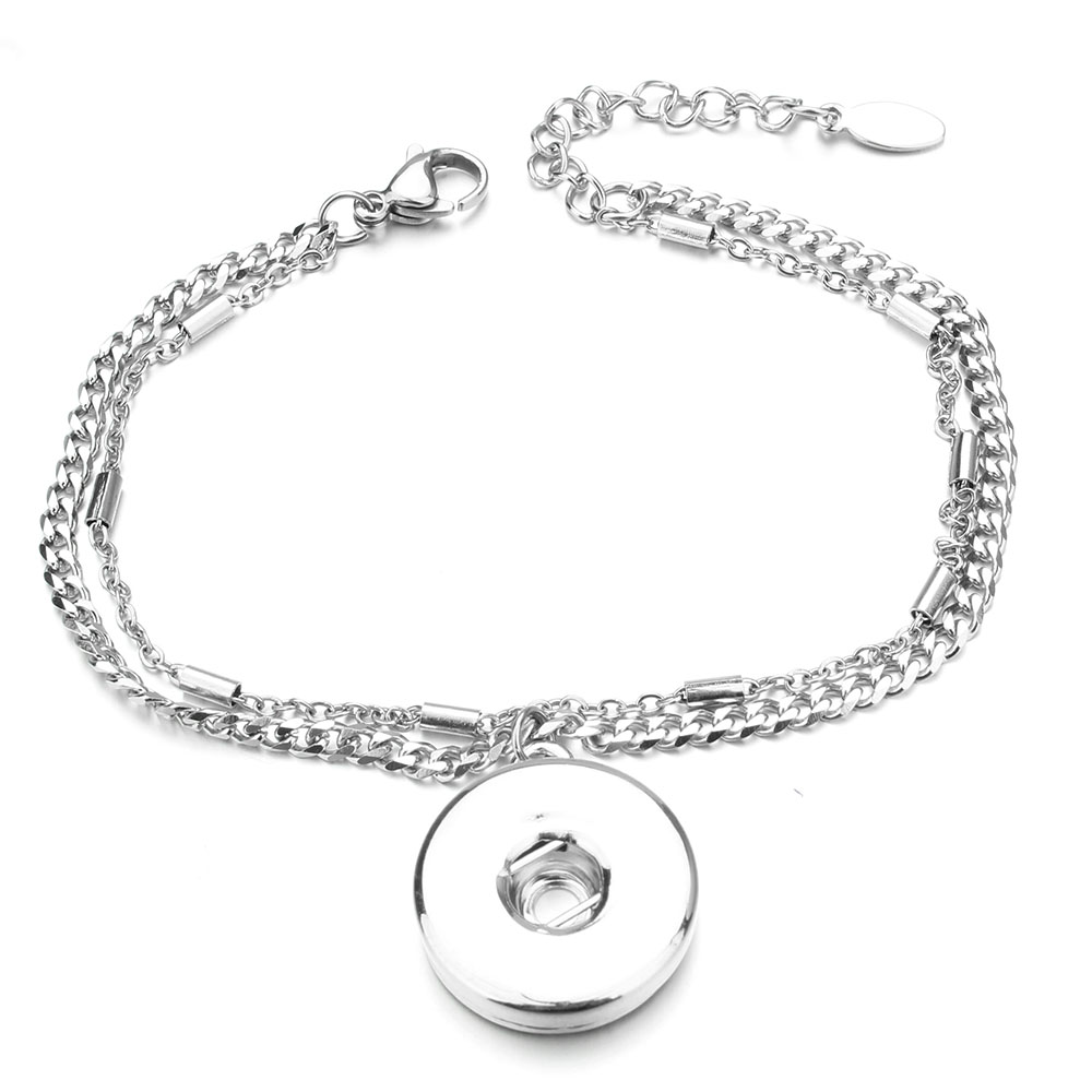 Stainless Steel Bracelet Snap Button Bracelet Bangle for Women Fit 12mm or 18mm Snap Buttons Interchangeable Charm Jewelry
