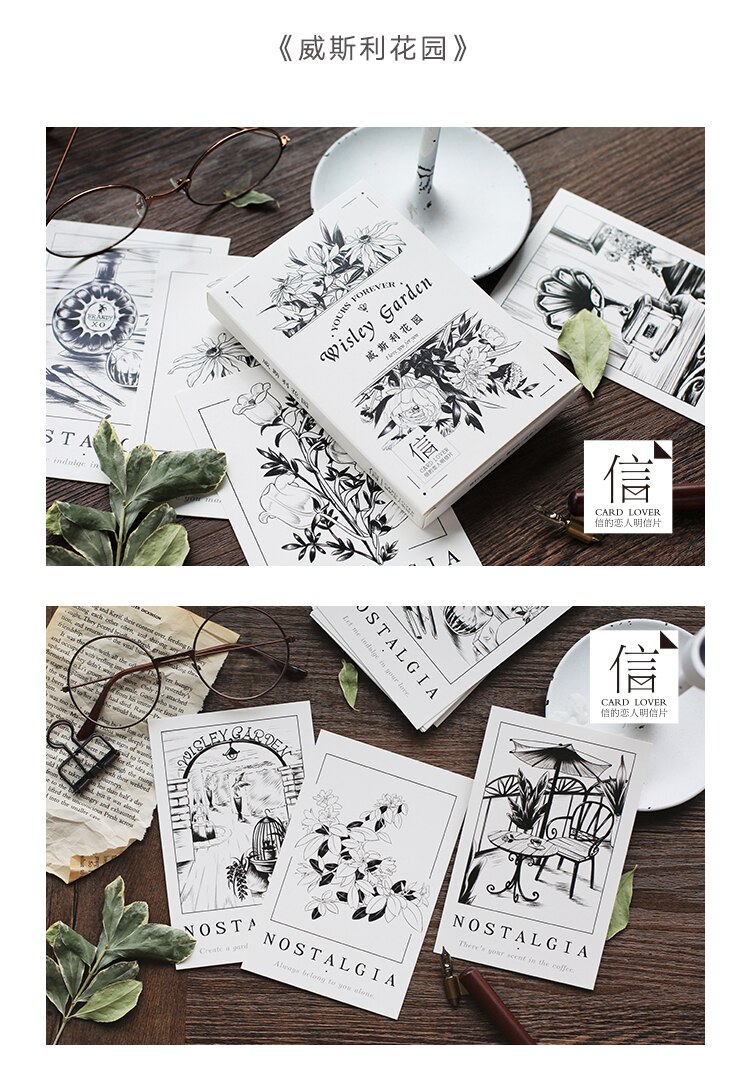 30 Sheets/Set Wisley Garden Postcard/Greeting Card/Message Card/Birthday Letter Envelope Card