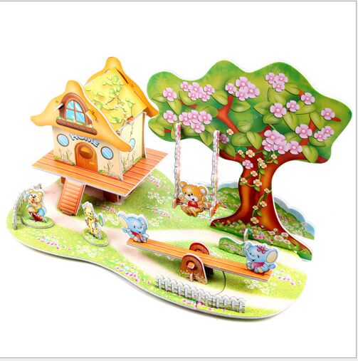 3D Puzzle DIY Puzzle giocattolo Del Bambino Del Capretto apprendimento Precoce Castello Costruzione modello regalo Bambini Case Di Puzzle Learning Education Puzz: Puzzle 6