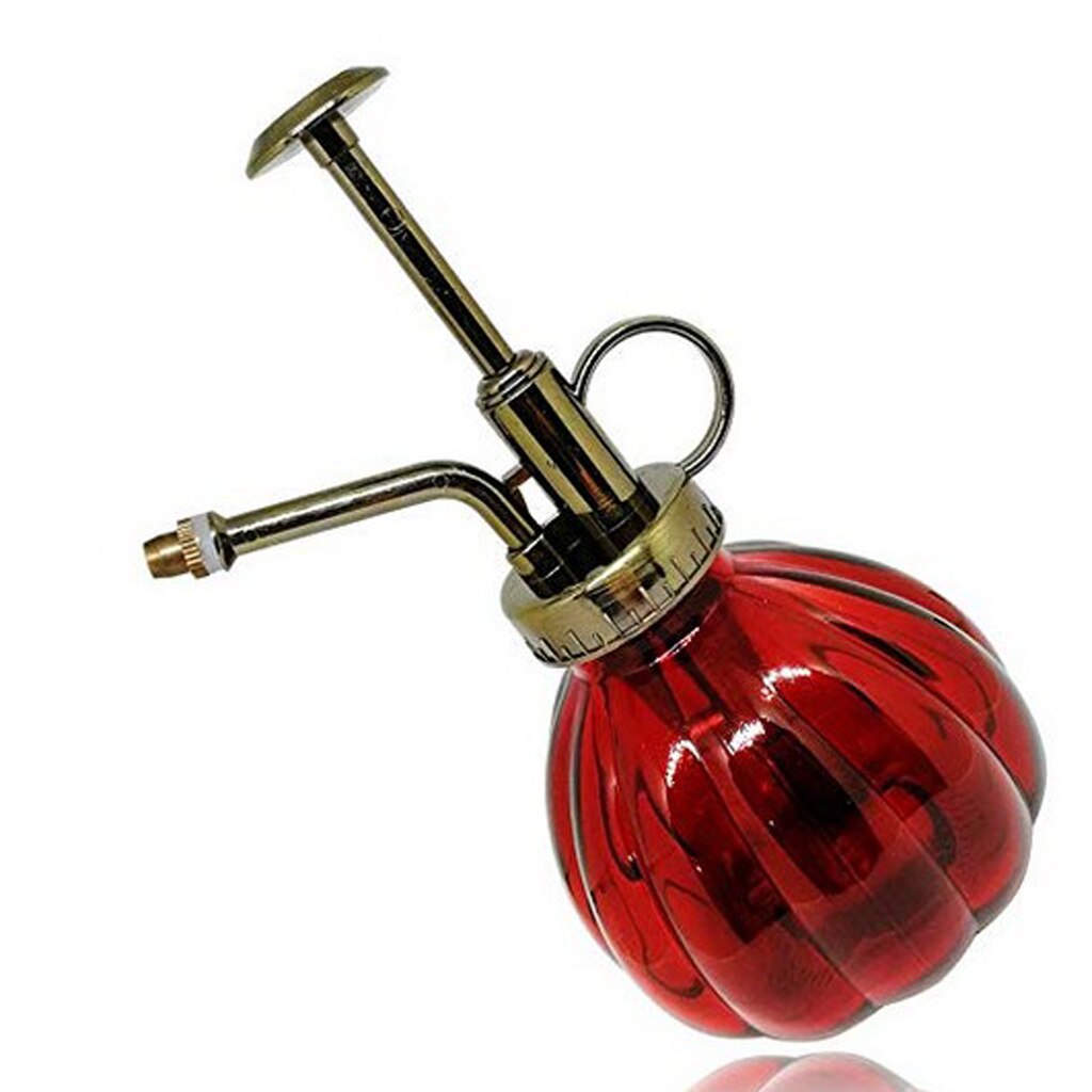 Vintage spuitfles, drukspuitfles, tuinplant, bloem, waternevelfles, glazen fles, decoratief voor tuinplanten: Wijnrood