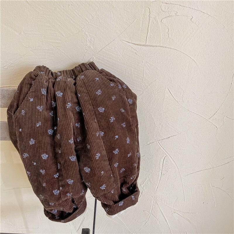 Honeycherry Kinderen Winter Kleding Kinderen Koreaanse Corduroy Plus Fluwelen Casual Broek Meisjes Winter Harembroek: Bruin / 130cm
