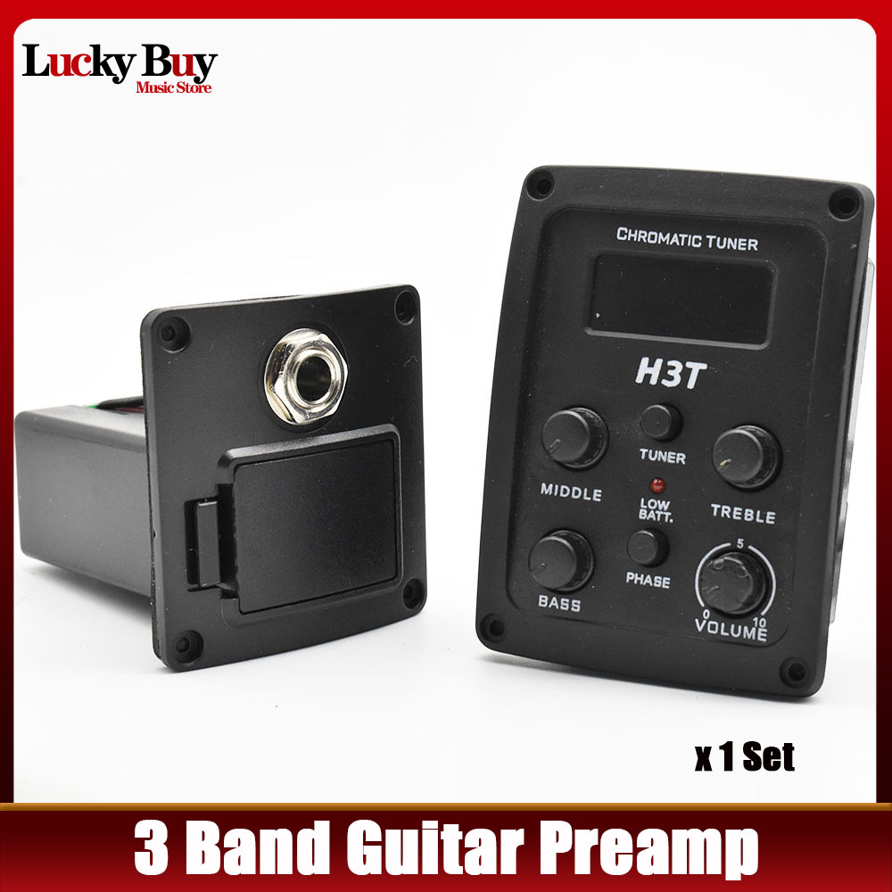 Gitaar Pick-Up 3 Bands Akoestische Gitaar Preamp Eq Tuner Piëzo Voor Akoestische Gitaar