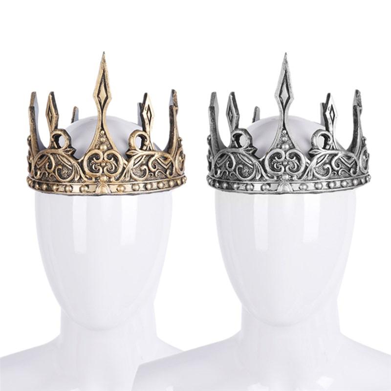 Uds.-Diadema de corona Medieval real para hombre, corona de espuma sintética, corona suave para Cosplay, tocado, decoración para