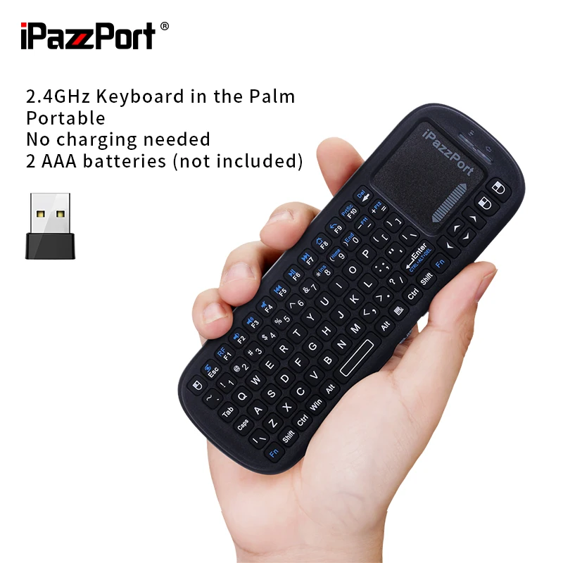 iPazzPort 2.4G mini bezprzewodowa klawiatura z touchpadem i myszą, przenośny przenośny robić tabletu/laptopa/notebooka/android TV skrzynka/PC