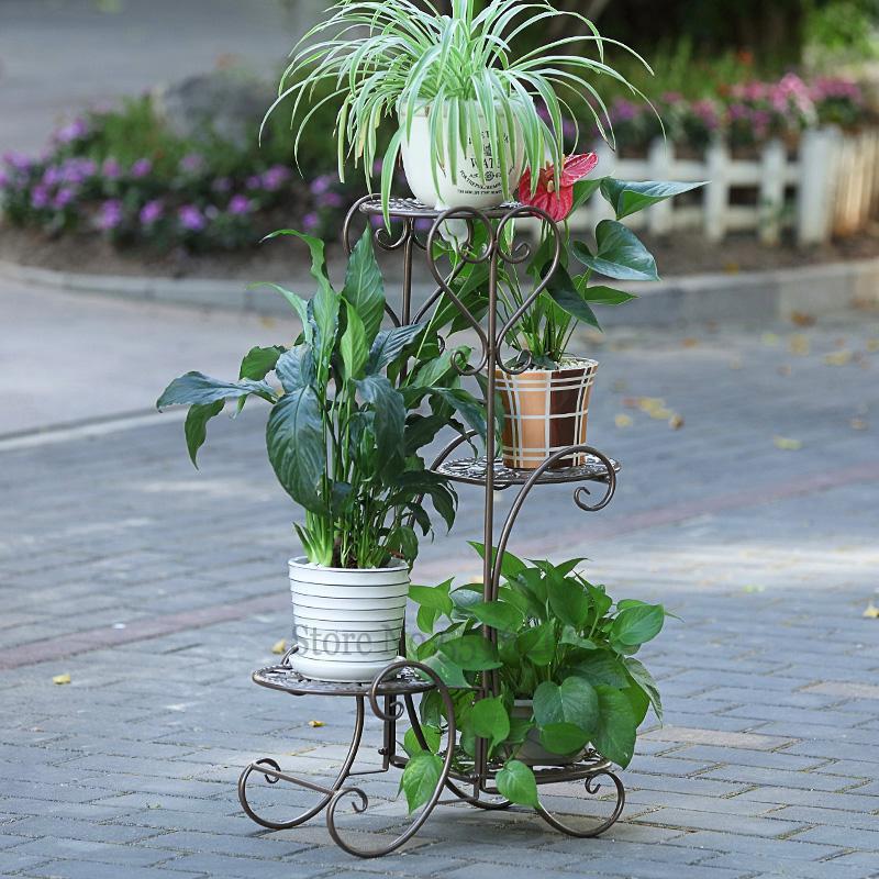 Iron Flower Stand Floor Flower Pot Stand Multi-layer Indoor And Outdoor European-style Living Room Balcony Green Dill Flower: Sparks Fy 2
